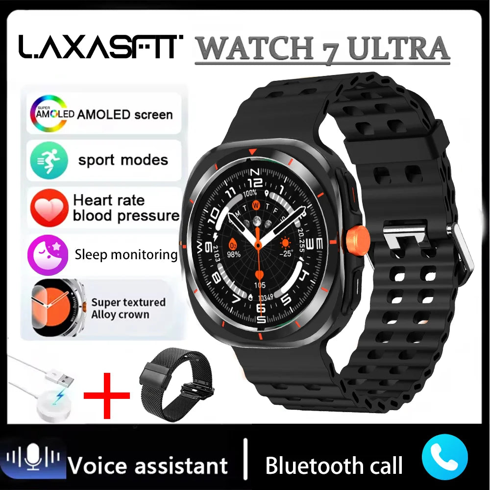 LAXASFIT Watch GT7 Ultra Smartwatch Bluetooth Talk HD AMOLED Screen Fitness Tracker Health Monitoring Smartwatch for Android IOS