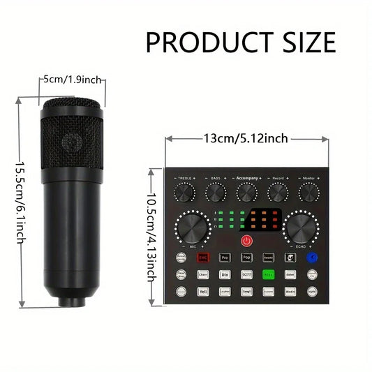 Podcast Equipment Bundle with BM800 Condenser Microphone and V8S Sound Card Podcast Equipment for Gaming Music Recording