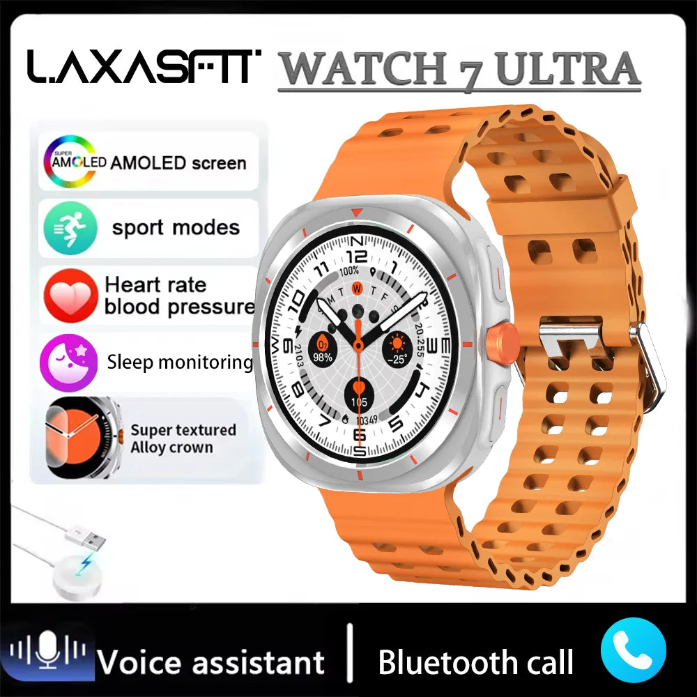 LAXASFIT Watch GT7 Ultra Smartwatch Bluetooth Talk HD AMOLED Screen Fitness Tracker Health Monitoring Smartwatch for Android IOS