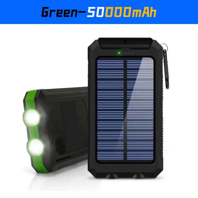 50000mAh Solar Power Bank Portable Charging Poverbank External Battery Charger Strong Light LDE for All Smartphones For Xiaomi