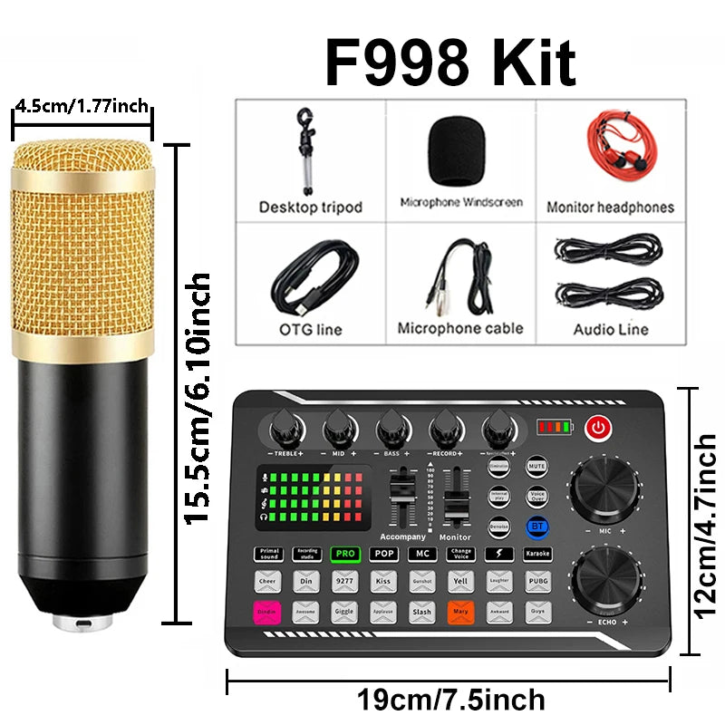 Podcast Equipment Bundle,Condenser Microphone with Tripod Stand and Professional Audio Mixer for Streaming Broadcast