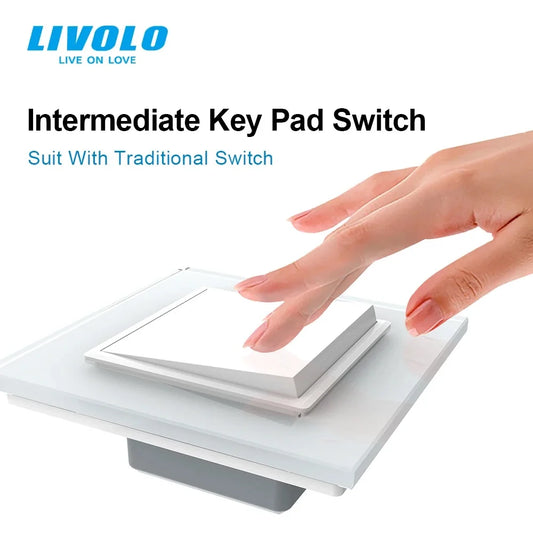 Livolo Mechanical Switch Luxury Crystal Glass Panel,Push Button 1 Gang 2 Way Switch, Keyboard Traditional Switch,22.5mm*45mm