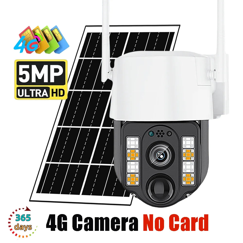 Solar Camera 4G Sim Outdoor PIR Human Detect Wireless Camara Powered Energy Waterproof CCTV Home Security Protection V380 Pro