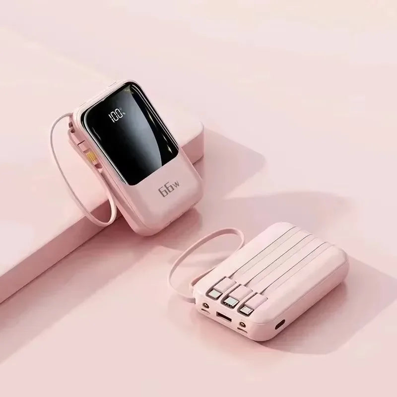 66W Fast Charging Mini Comes with Line Power Bank 20000 MAh Large Capacity Fast Charging Portable Mobile Power Supply for Xiaomi