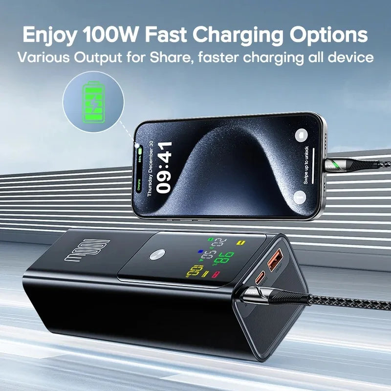 80000mAh Large-capacity Portable  Color Screen Power Bank PD 100W Super Fast Charging is suitable For Mobile phones and laptops