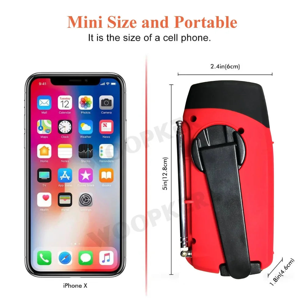 Woopker 2000mAh Solar Hand Crank Radio Multifunctional Rechargeable radio FM AM NOAA Emergency LED Flashlight Power Bank