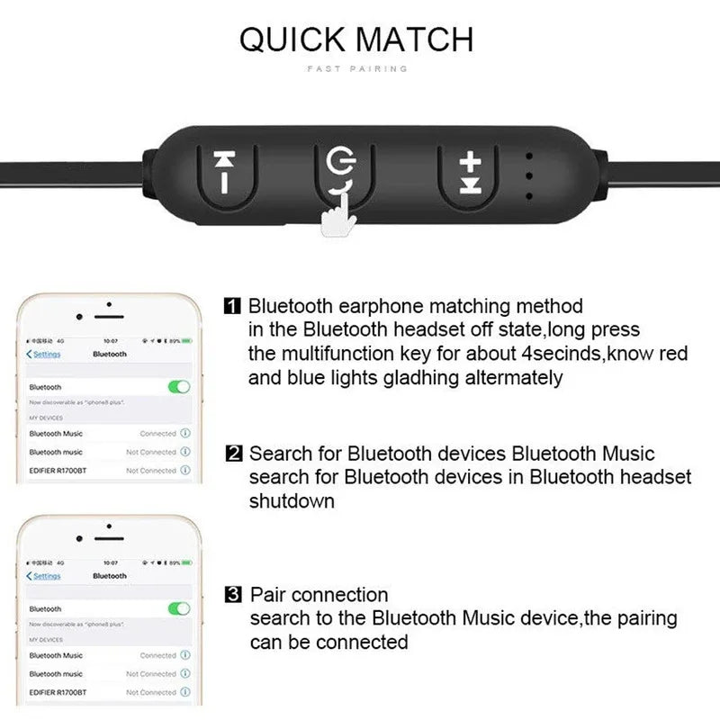 XT11 sports magnetic Bluetooth earphone in ear wireless neckband headphones stereo music headset with mic for samrtphones
