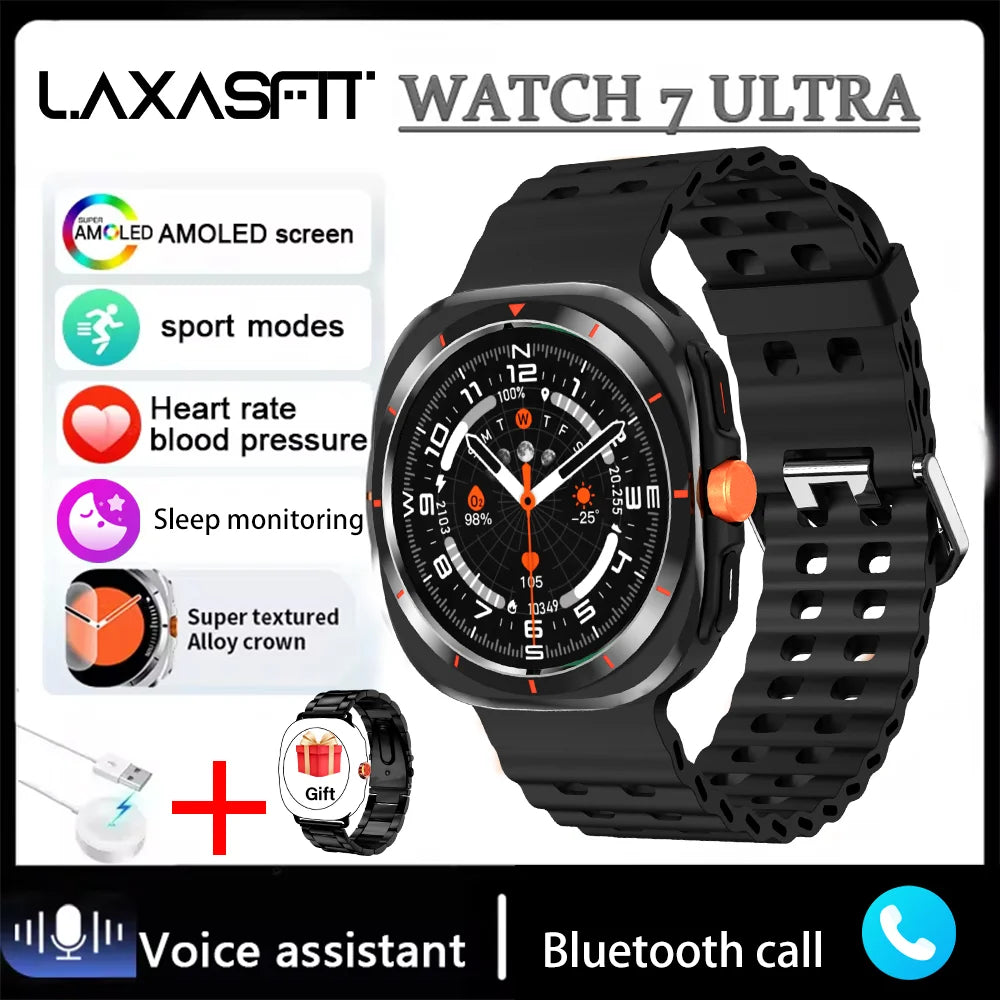 LAXASFIT Watch GT7 Ultra Smartwatch Bluetooth Talk HD AMOLED Screen Fitness Tracker Health Monitoring Smartwatch for Android IOS