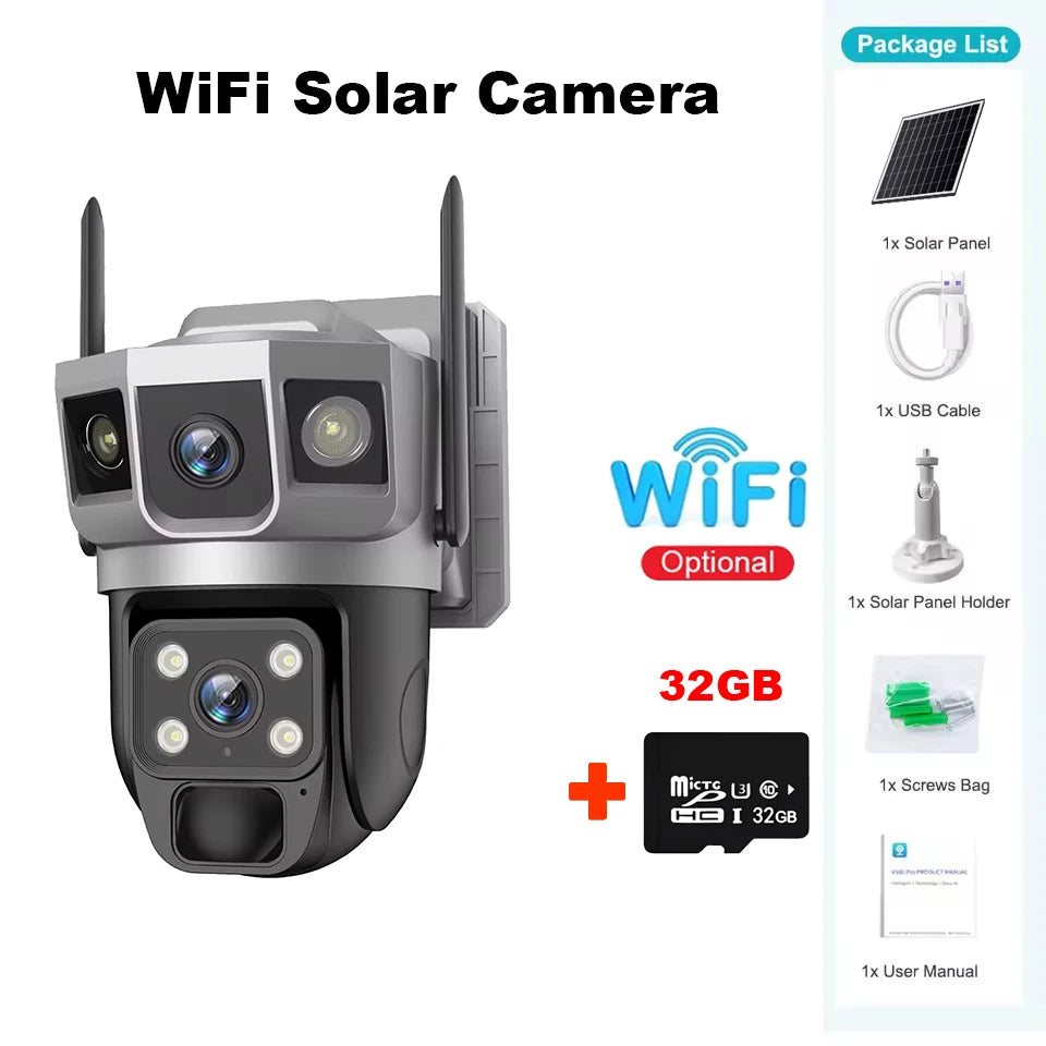 4G Camera Solar Powered Built in Battery WiFi Security Smart Home Video Surveillance HD Night Vision Outdoor Wireless IP CCTV