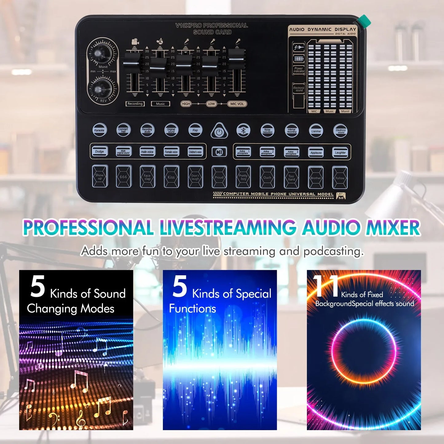 Complete Home Studio Recording Kit Mixer Condenser Microphone for Music Podcast