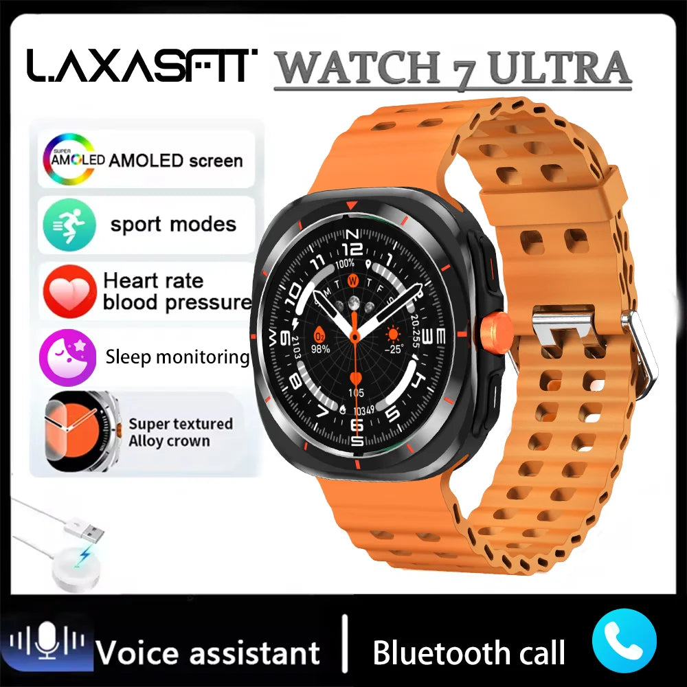 LAXASFIT Watch GT7 Ultra Smartwatch Bluetooth Talk HD AMOLED Screen Fitness Tracker Health Monitoring Smartwatch for Android IOS