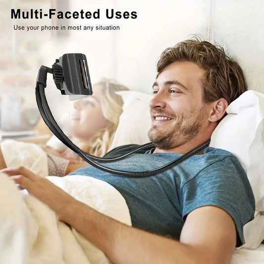 Multifunctional Bedside Lazy Neck Universal Mobile Phone Holder Extendable Neck Hanging Selfie Stick Rack Adjustable 360°Free