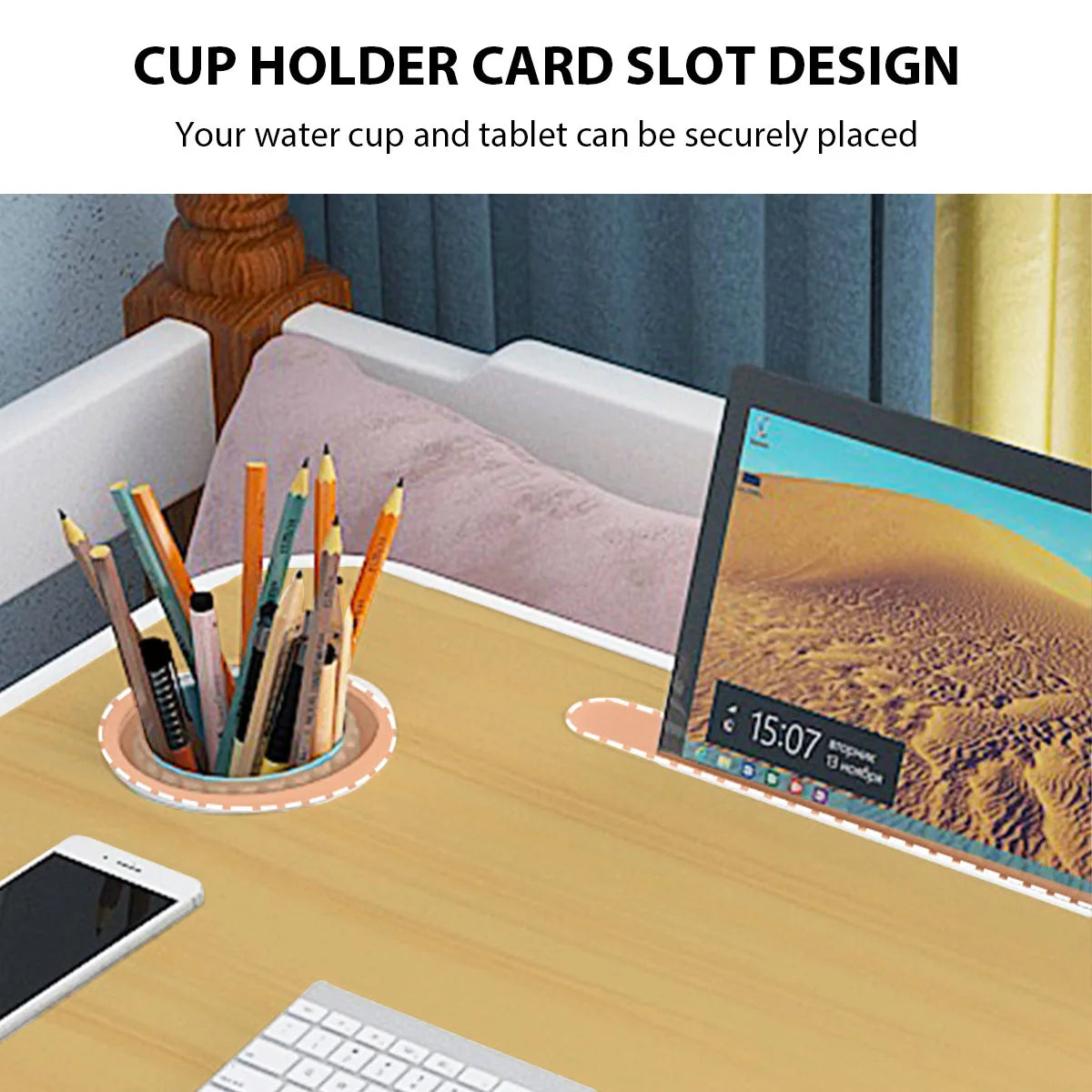 Foldable Simple Small Table with Cup Holder Drawer Bed Desk Lazy Laptop Bed Table Dormitory Study Table Tablet Laptop Stand