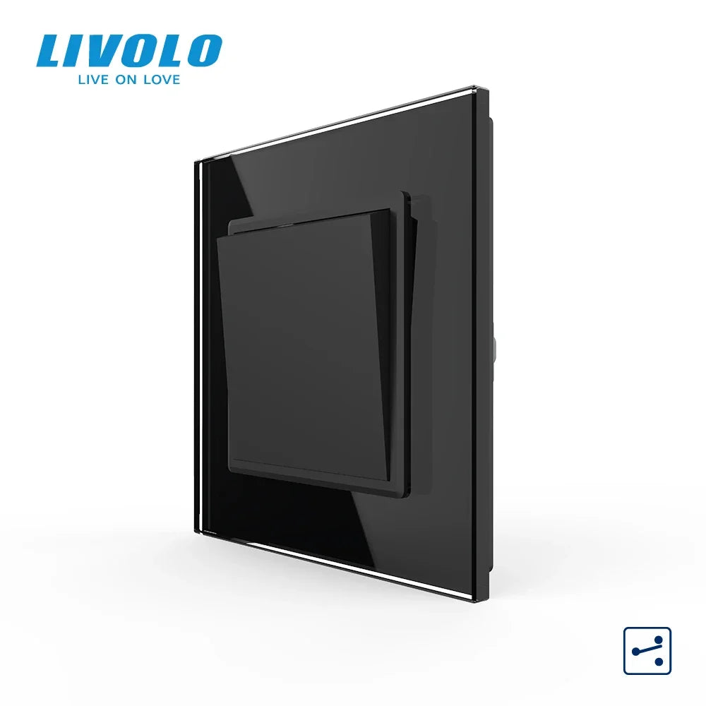 Livolo Mechanical Switch Luxury Crystal Glass Panel,Push Button 1 Gang 2 Way Switch, Keyboard Traditional Switch,22.5mm*45mm
