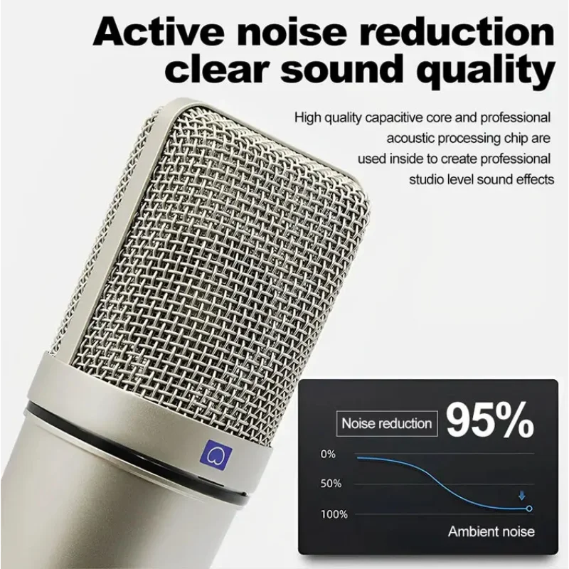 Studio Recording Microphone Kit with Metal Shock Mount Microphone For Computer Podcast Gaming Recording Singing Podcast Live