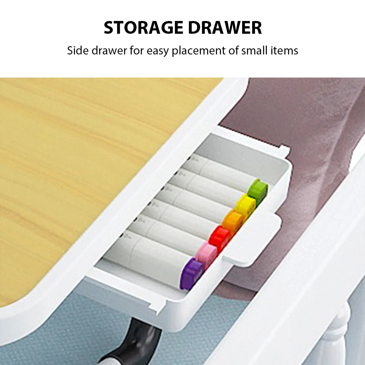 Foldable Simple Small Table with Cup Holder Drawer Bed Desk Lazy Laptop Bed Table Dormitory Study Table Tablet Laptop Stand