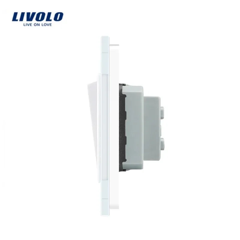 Livolo Mechanical Switch Luxury Crystal Glass Panel,Push Button 1 Gang 2 Way Switch, Keyboard Traditional Switch,22.5mm*45mm