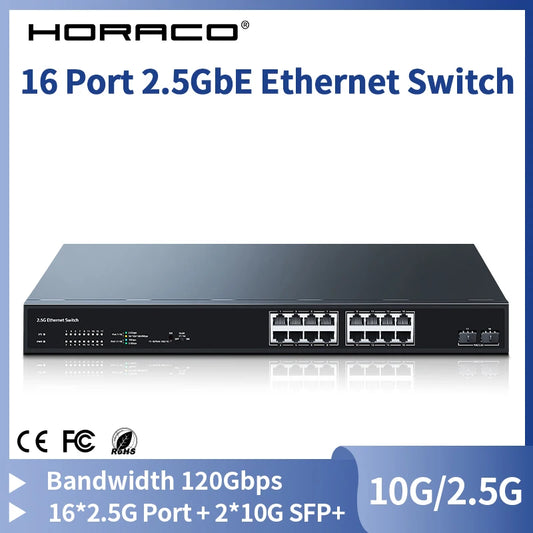 HORACO Gigabit Ethernet Switch Full Duplex with UTP STP ≤100m Support