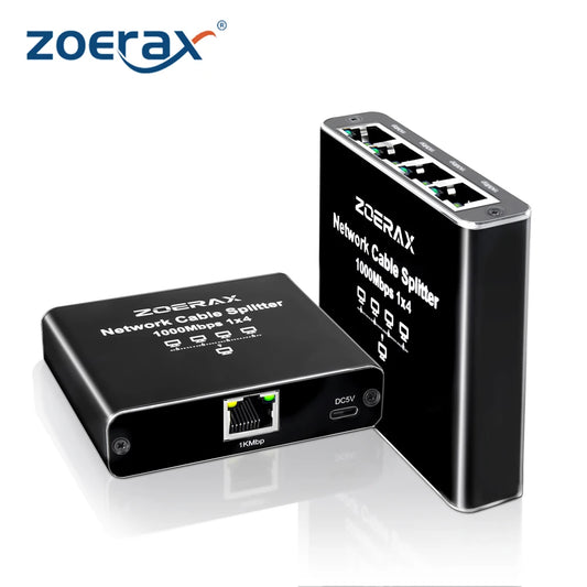 ZoeRax RJ45 Splitter 1 to 2/3/4 Ethernet Adapter Internet Network Cable Extender RJ45 Coupler for PC Laptop TV Box Router
