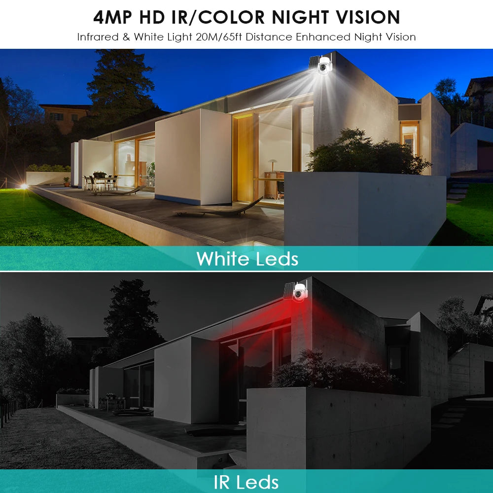 Solar Camera Wifi Outdoor 4MP 2K HD PIR Human Detect CCTV Security Surveillance With Solar Panel  Type-C 7800mAh PTZ IP Camera
