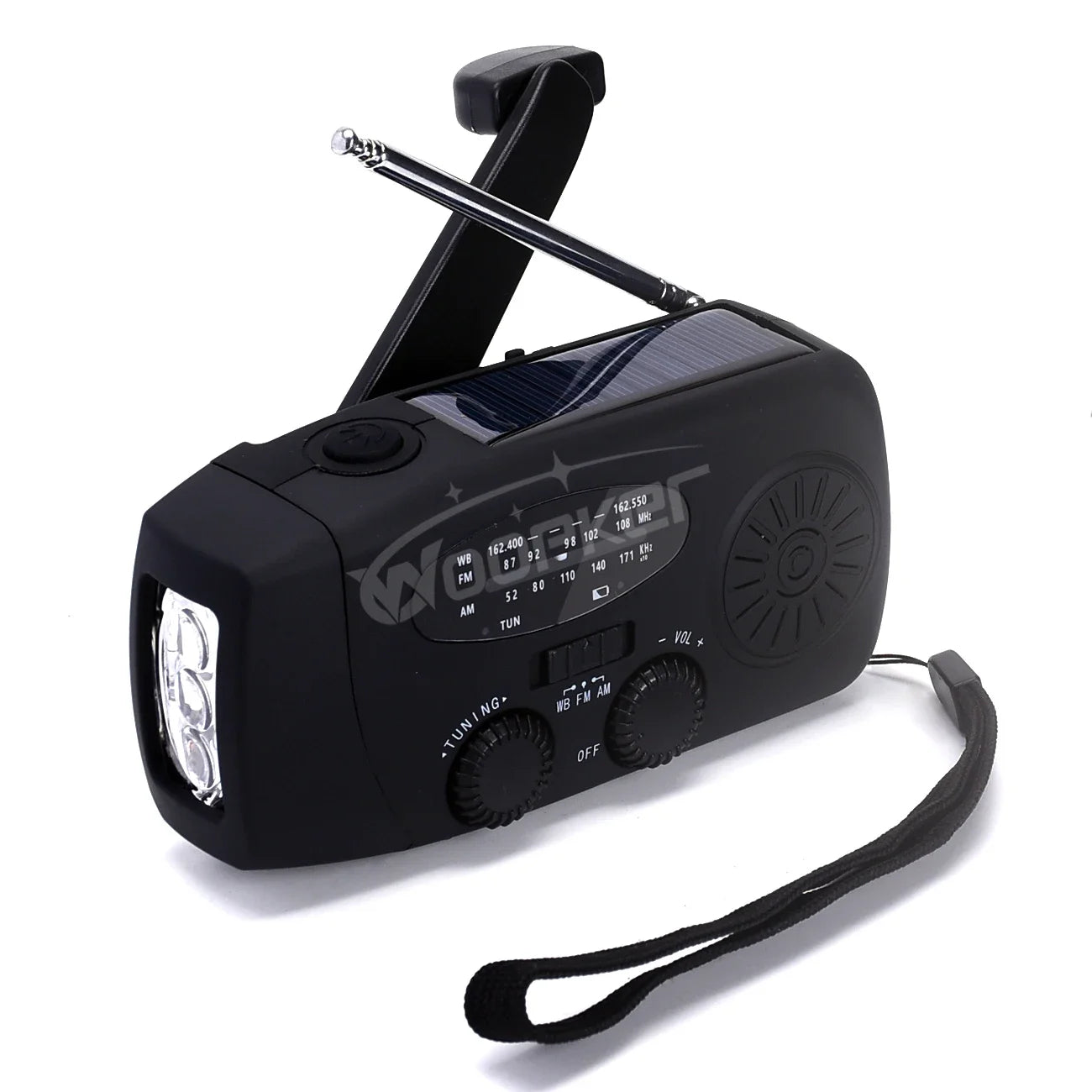 Woopker 2000mAh Solar Hand Crank Radio Multifunctional Rechargeable radio FM AM NOAA Emergency LED Flashlight Power Bank