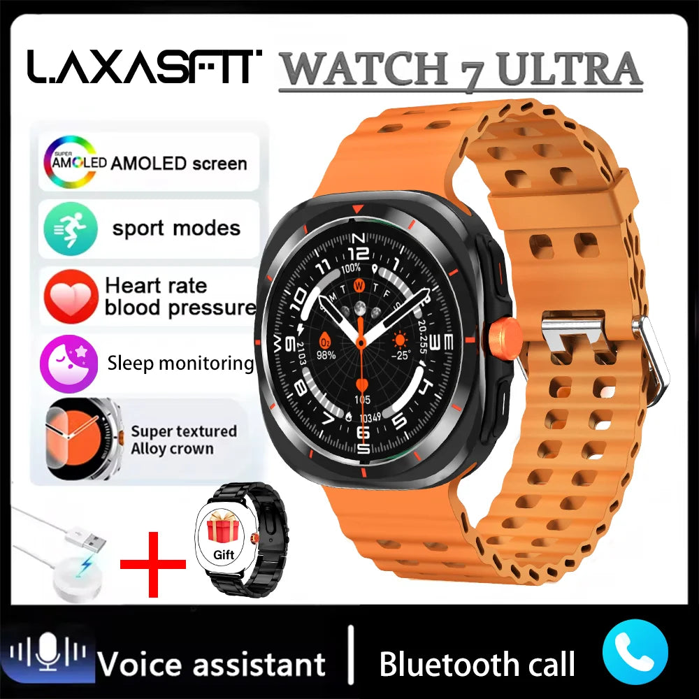LAXASFIT Watch GT7 Ultra Smartwatch Bluetooth Talk HD AMOLED Screen Fitness Tracker Health Monitoring Smartwatch for Android IOS
