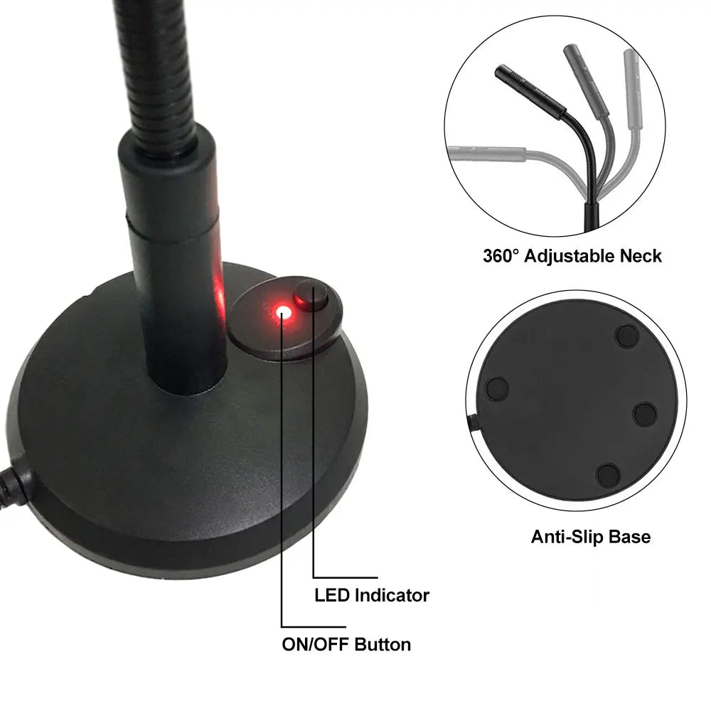 Studio Microphone Speech Mic Stand Holder USB Desktop Microphone for Computer Gaming Recording Chatting Singing Meeting