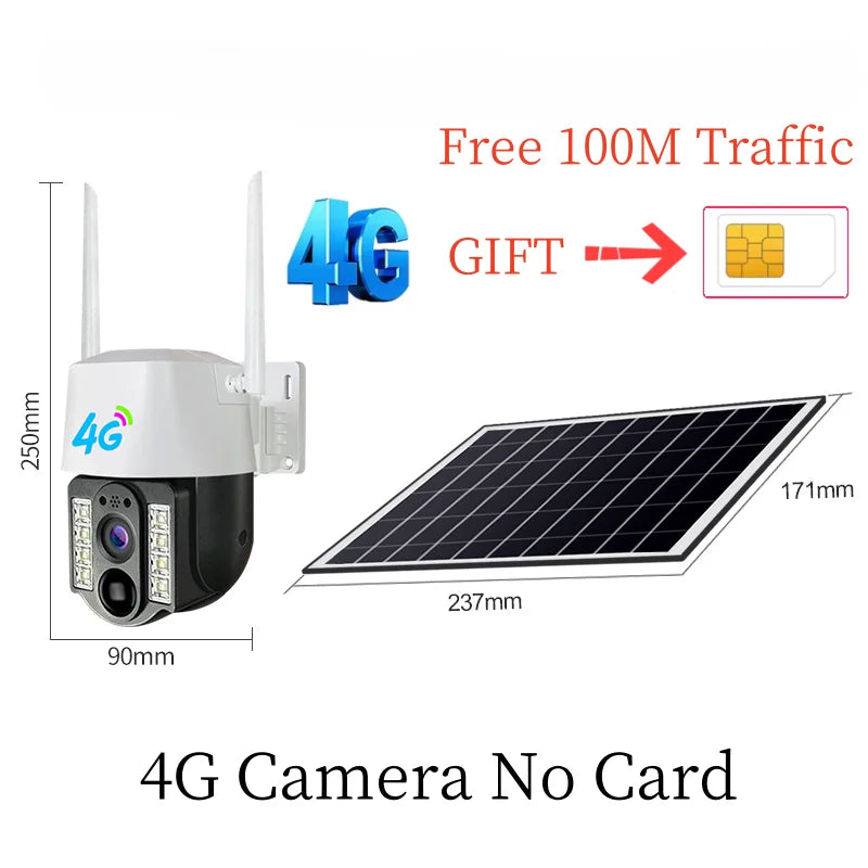 Solar Outdoor 4G Camera With 4G Sim Card Wireless IP Webcam Low Powered Battery Waterproof Smart Home Security Protection CCTV