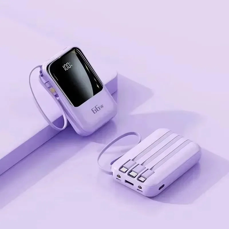 66W Fast Charging Mini Comes with Line Power Bank 20000 MAh Large Capacity Fast Charging Portable Mobile Power Supply for Xiaomi
