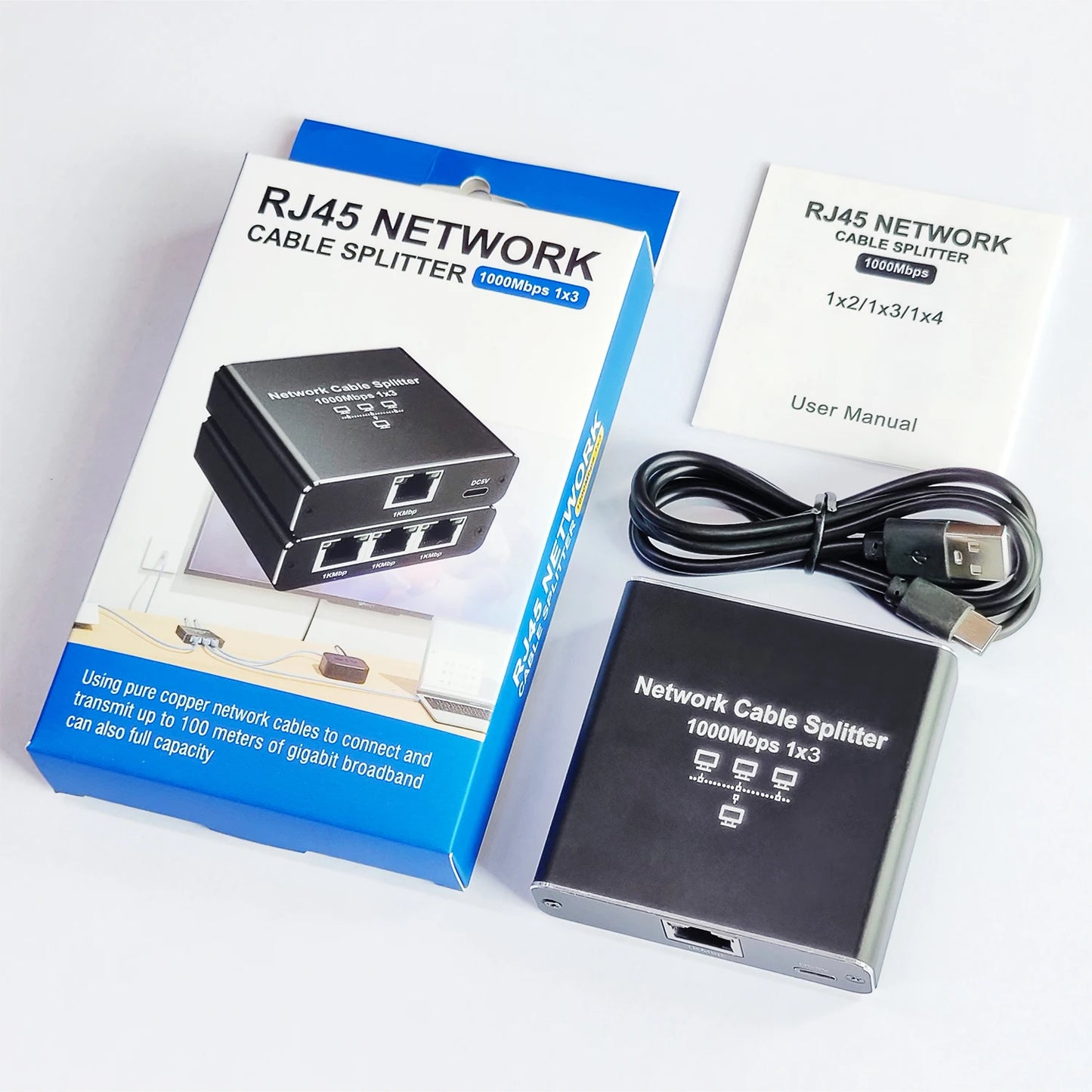 ZoeRax RJ45 Splitter 1 to 2/3/4 Ethernet Adapter Internet Network Cable Extender RJ45 Coupler for PC Laptop TV Box Router