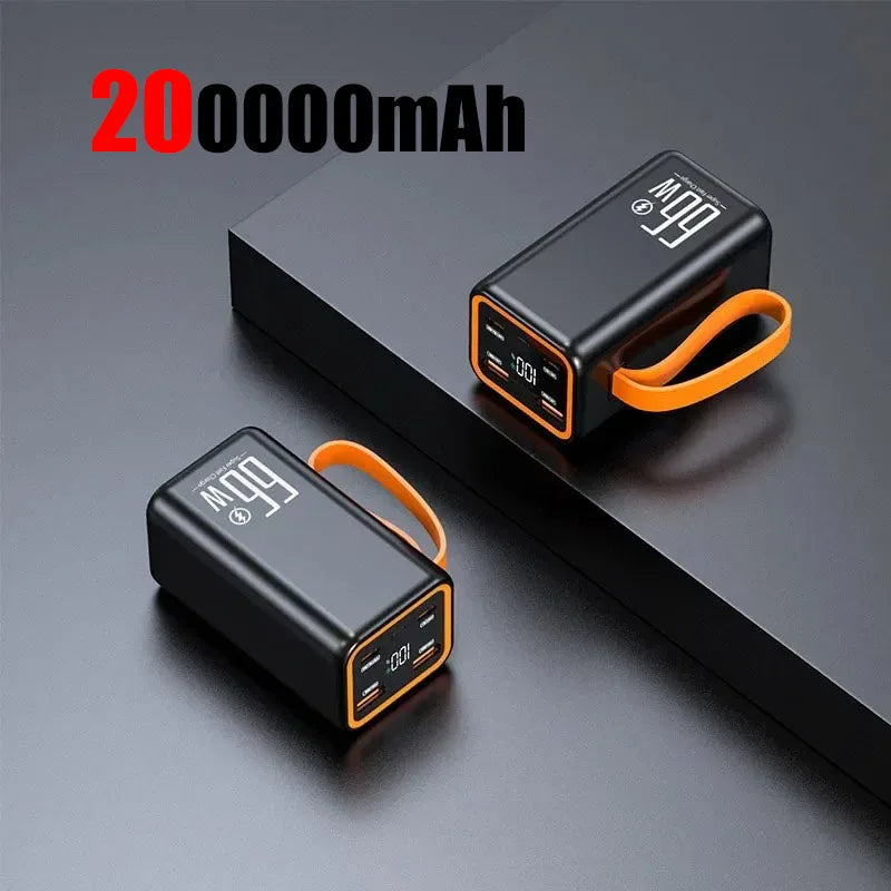 200000mAh Handheld Large Capacity Power Bank Supports 66W Fast Charging Suitable For Outdoor Camping And Mobile Phone Charging