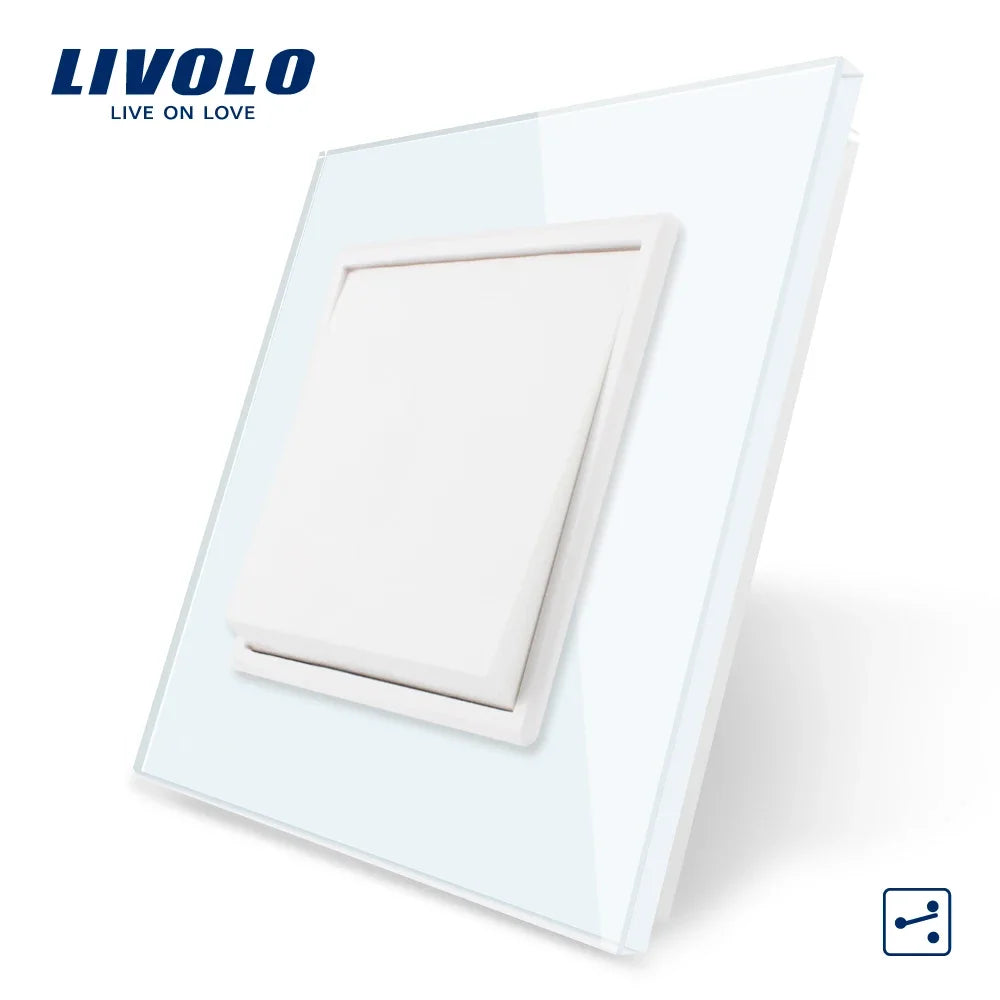 Livolo Mechanical Switch Luxury Crystal Glass Panel,Push Button 1 Gang 2 Way Switch, Keyboard Traditional Switch,22.5mm*45mm