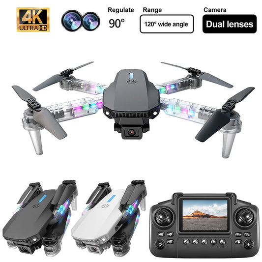 New E88D Screen RC Drone 4K Dual Camera 2.4G Remote Control Quadcopter Toys Optical Flow Localization One-button Take-off Drones