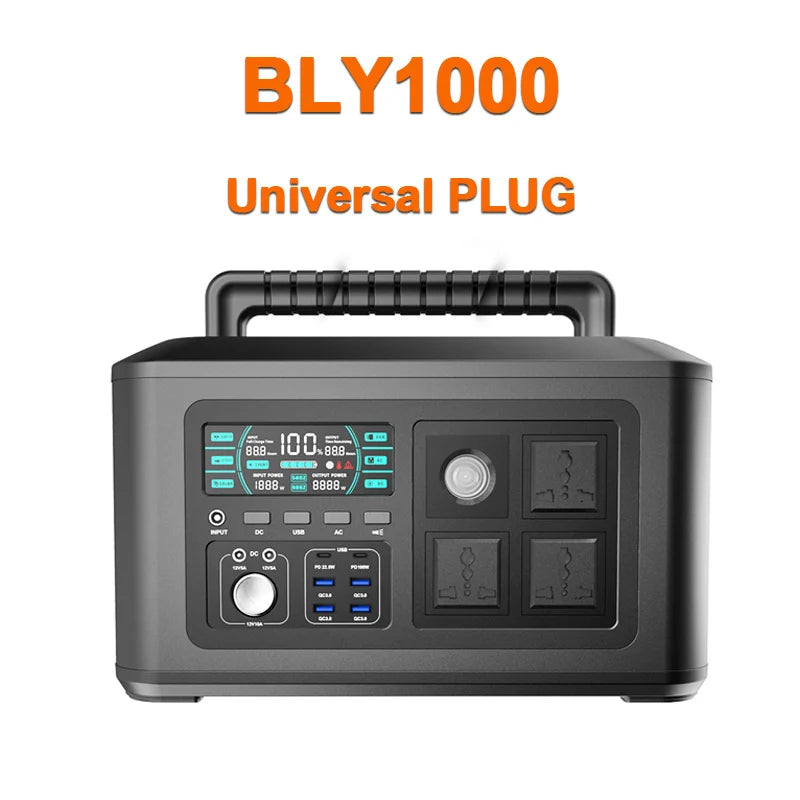 Portable Power Station Solar Generator 1000Wh 345.6Wh Lifepo4 Battery Pure Sine Wave Energy Storage Home Emergency Power Supply