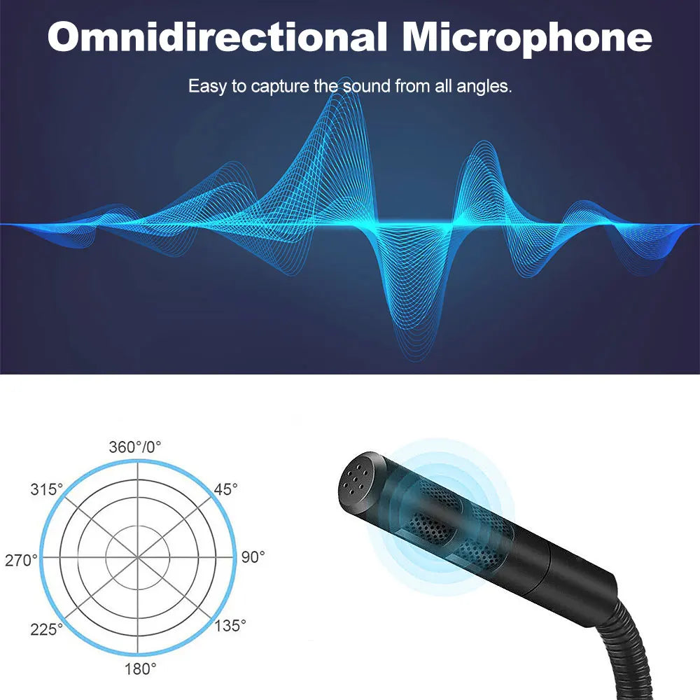 Studio Microphone Speech Mic Stand Holder USB Desktop Microphone for Computer Gaming Recording Chatting Singing Meeting