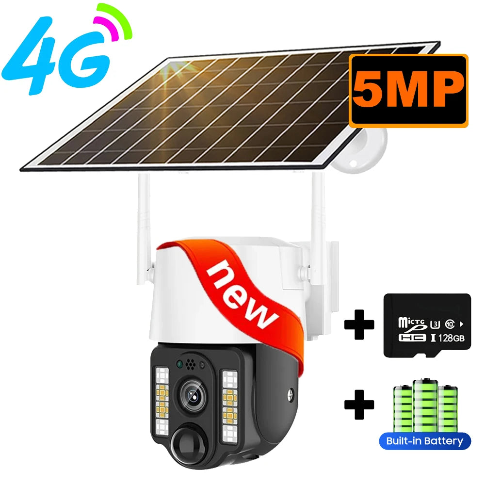 Solar Camera 4g sim WiFi Outdoor Waterproof 360° 5MP Auto Tracking Surveillance exterieur sans fil Home Security Protection CCTV