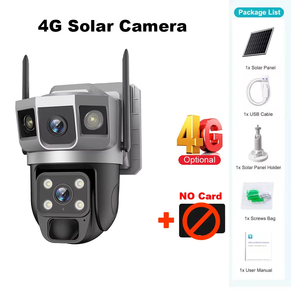 4G Camera Solar Powered Built in Battery WiFi Security Smart Home Video Surveillance HD Night Vision Outdoor Wireless IP CCTV