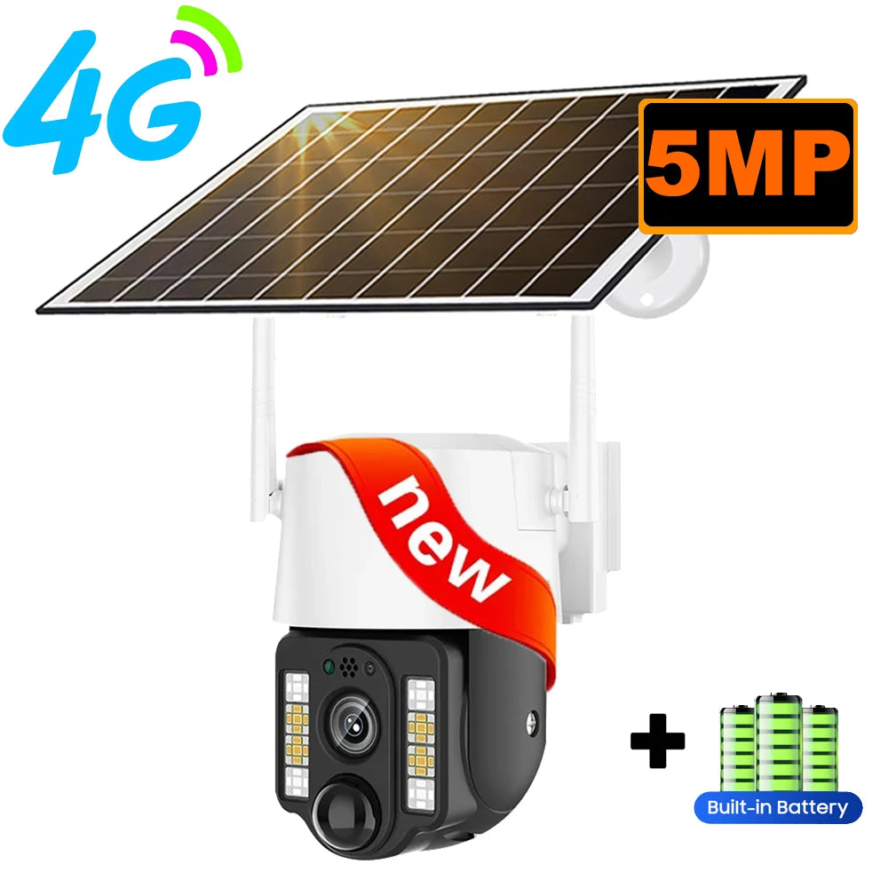 Solar Camera 4g sim WiFi Outdoor Waterproof 360° 5MP Auto Tracking Surveillance exterieur sans fil Home Security Protection CCTV