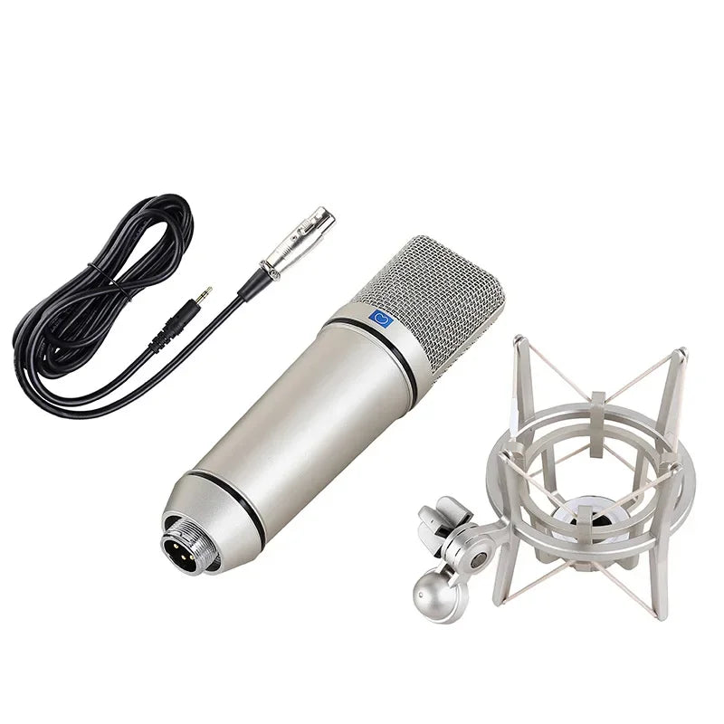 Studio Recording Microphone Kit with Metal Shock Mount Microphone For Computer Podcast Gaming Recording Singing Podcast Live