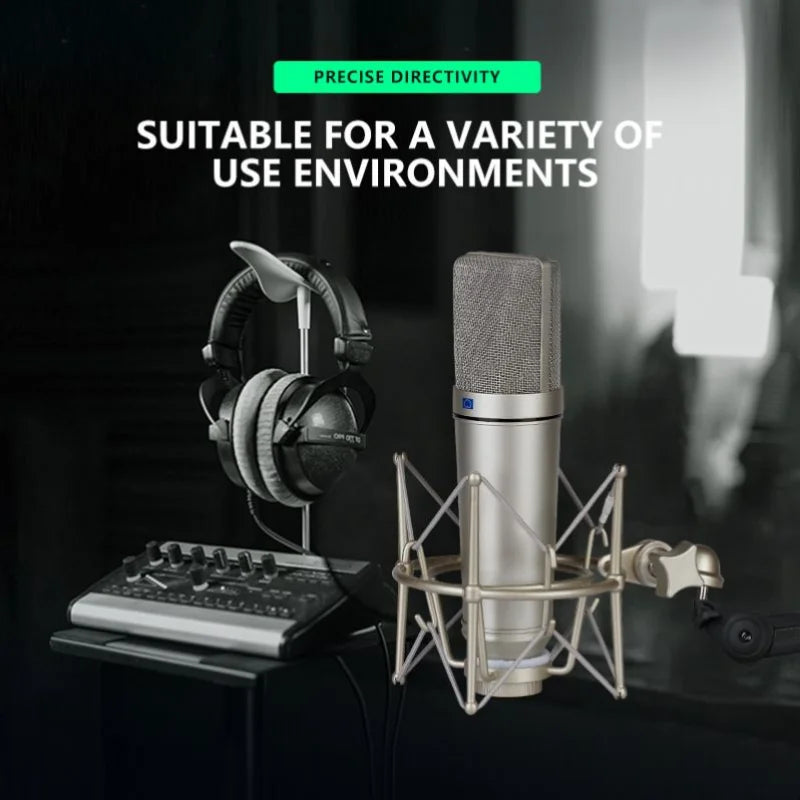 Studio Recording Microphone Kit with Metal Shock Mount Microphone For Computer Podcast Gaming Recording Singing Podcast Live
