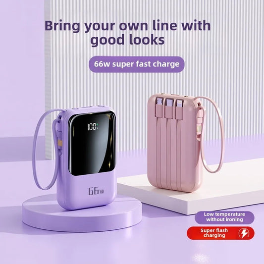 66W Fast Charging Mini Comes with Line Power Bank 20000 MAh Large Capacity Fast Charging Portable Mobile Power Supply for Xiaomi