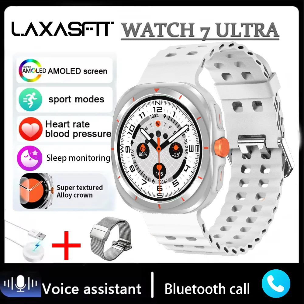 LAXASFIT Watch GT7 Ultra Smartwatch Bluetooth Talk HD AMOLED Screen Fitness Tracker Health Monitoring Smartwatch for Android IOS