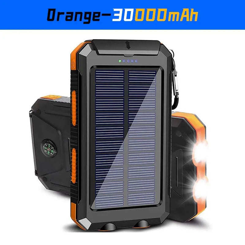 50000mAh Solar Power Bank  Portable Charging Poverbank External Battery Charger Strong Light LDE  for All Smartphones For Xiaomi