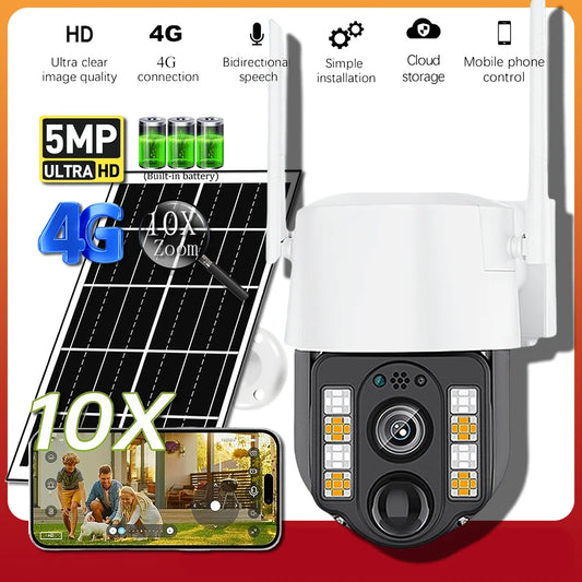 Solar Camera 4G Sim Outdoor PIR Human Detect Wireless Camara Powered Energy Waterproof CCTV Home Security Protection V380 Pro