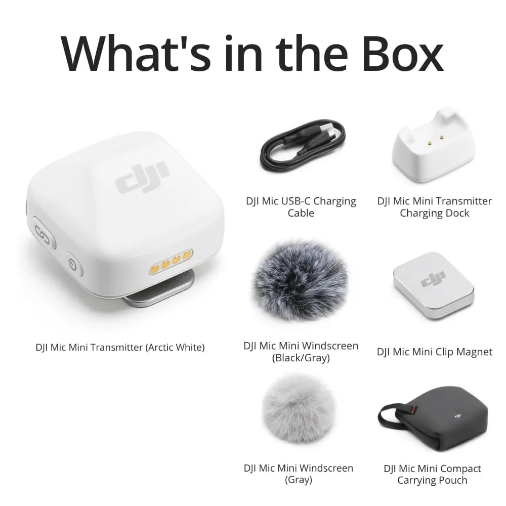 DJI Mic Mini Wireless Microphone with Intelligent Noise Cancelling High-Quality Audio With Stable Transmission