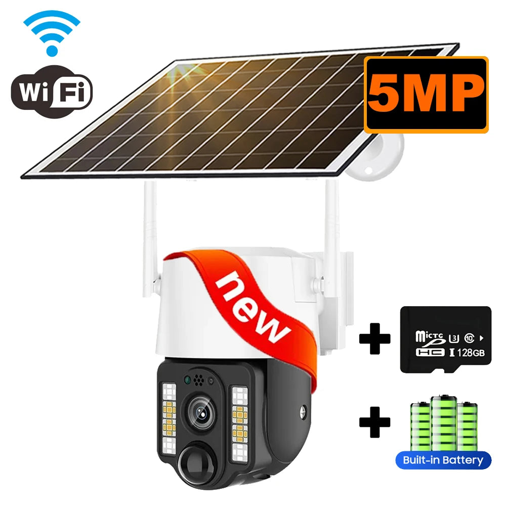 Solar Camera 4g sim WiFi Outdoor Waterproof 360° 5MP Auto Tracking Surveillance exterieur sans fil Home Security Protection CCTV