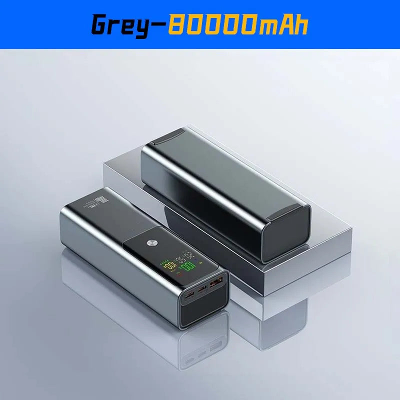 80000mAh Large-capacity Portable  Color Screen Power Bank PD 100W Super Fast Charging is suitable For Mobile phones and laptops