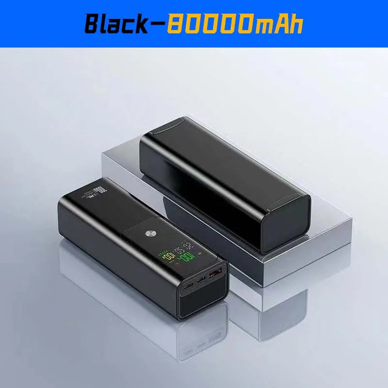 80000mAh Large-capacity Portable  Color Screen Power Bank PD 100W Super Fast Charging is suitable For Mobile phones and laptops