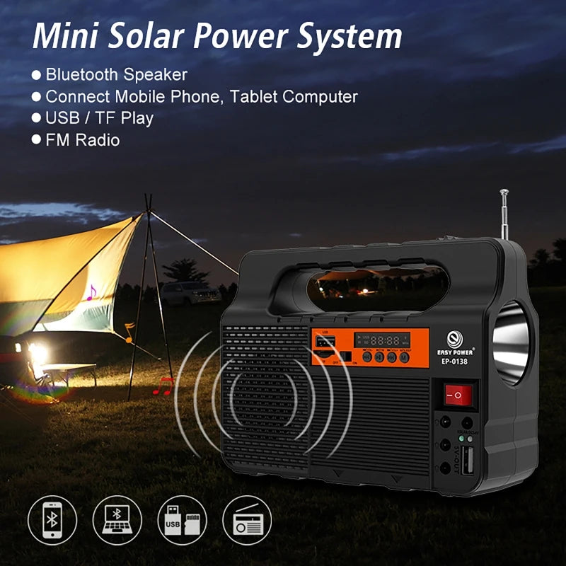 Solar Light Solar Power Panel Generator Kit Home System 3 LED Bulb Highlight Energy Saving Light Solar Lighting with FM Radio