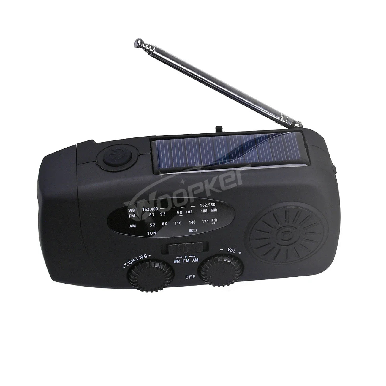 Woopker 2000mAh Solar Hand Crank Radio Multifunctional Rechargeable radio FM AM NOAA Emergency LED Flashlight Power Bank
